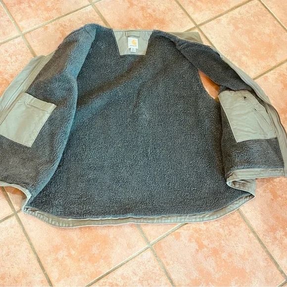 Carhartt 3XL Duck Canvas Sherpa Lined Vest Full Zip Green/Brown Layer vest Warm